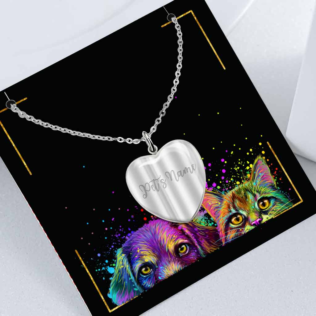 I Will Send Them Without Wings - Personalized Cat Heart Pendant Necklace