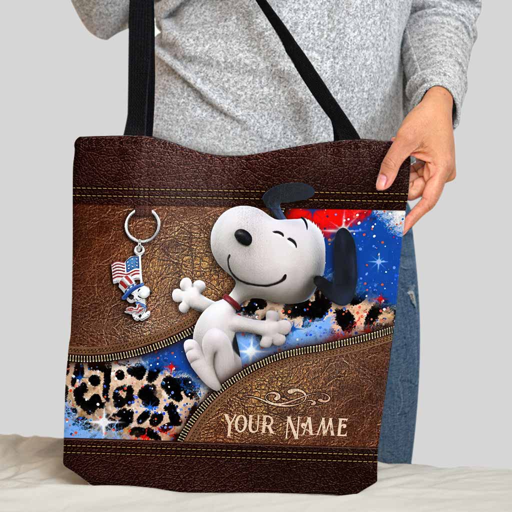 White Dog Independence - Personalized Independence Day Tote Bag