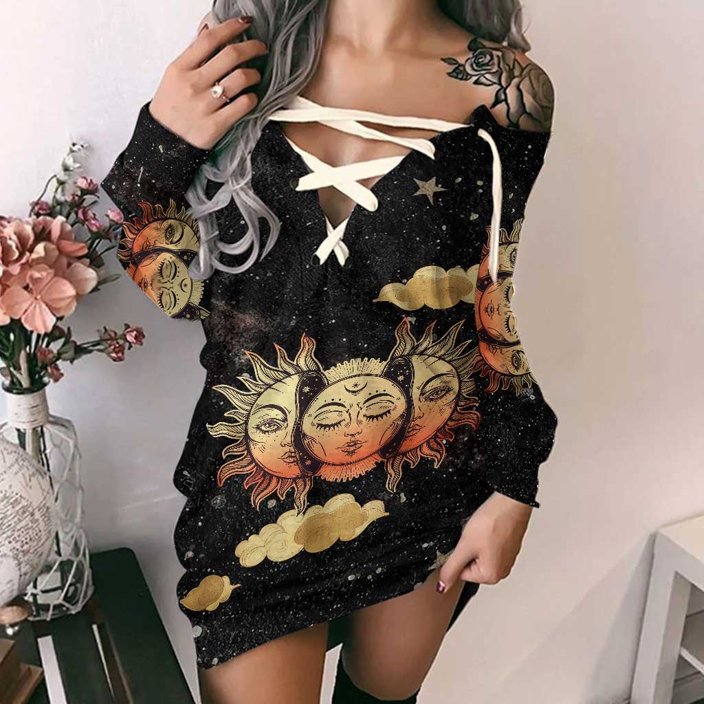 Triple Moon - Witch Off Shoulder Long Sleeve Dress