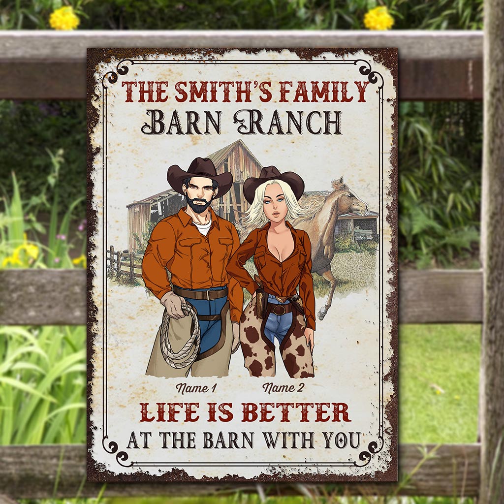 Life Is Better At The Barn With You - Personalized Horse Rectangle Metal Sign