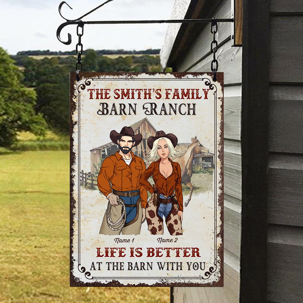 Life Is Better At The Barn With You - Personalized Horse Rectangle Metal Sign