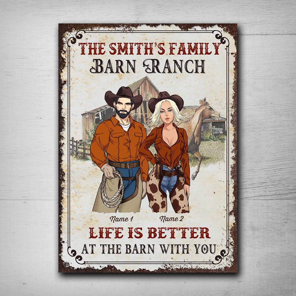 Life Is Better At The Barn With You - Personalized Horse Rectangle Metal Sign