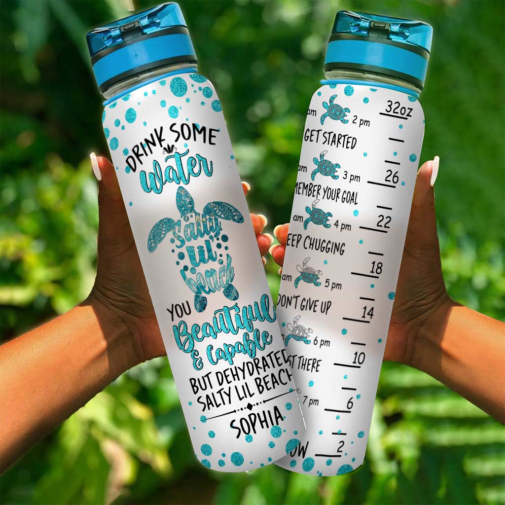 Drink Some Water - Personalized Turtle Water Tracker Bottle