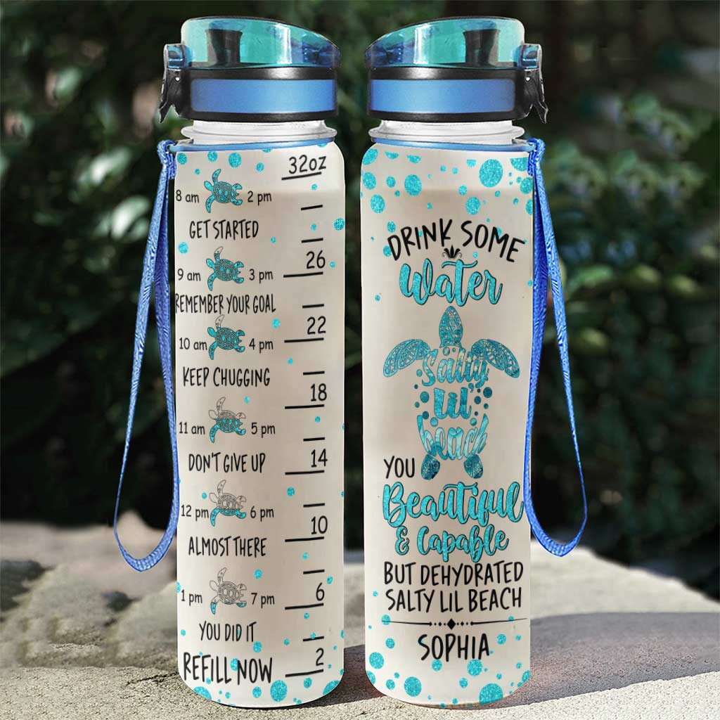 Drink Some Water - Personalized Turtle Water Tracker Bottle