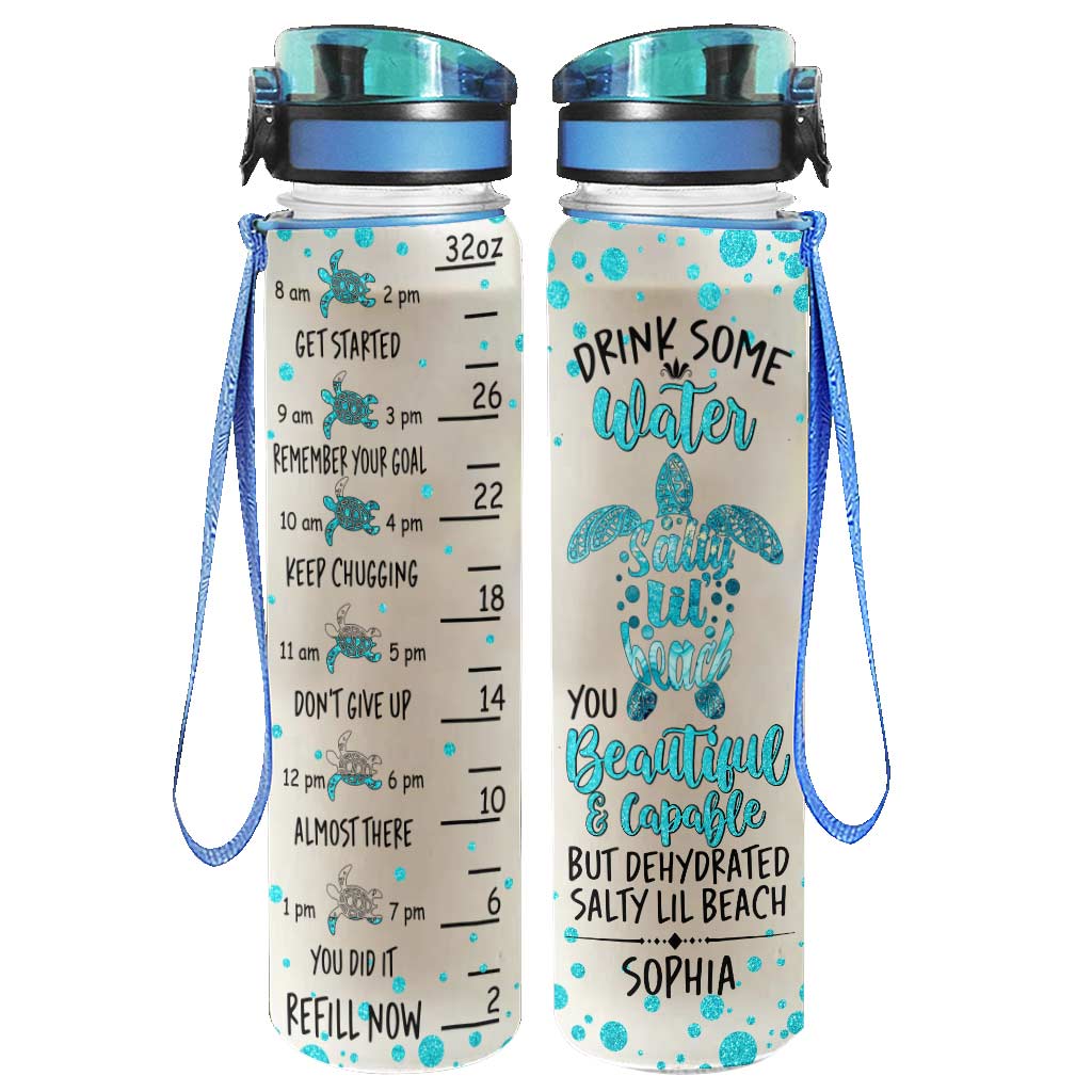 Drink Some Water - Personalized Turtle Water Tracker Bottle