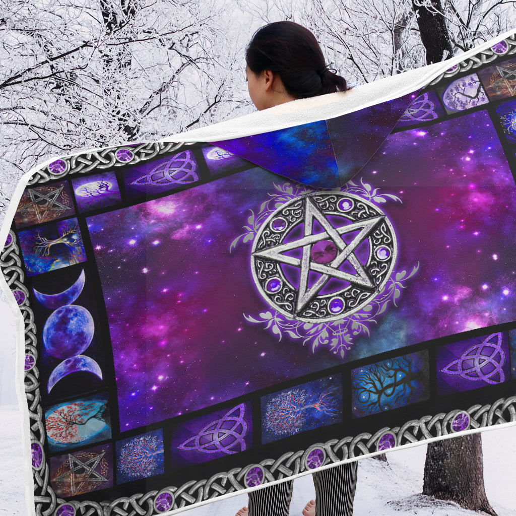 Witch Vibe Purple Pentacle - Witch Hooded Blanket