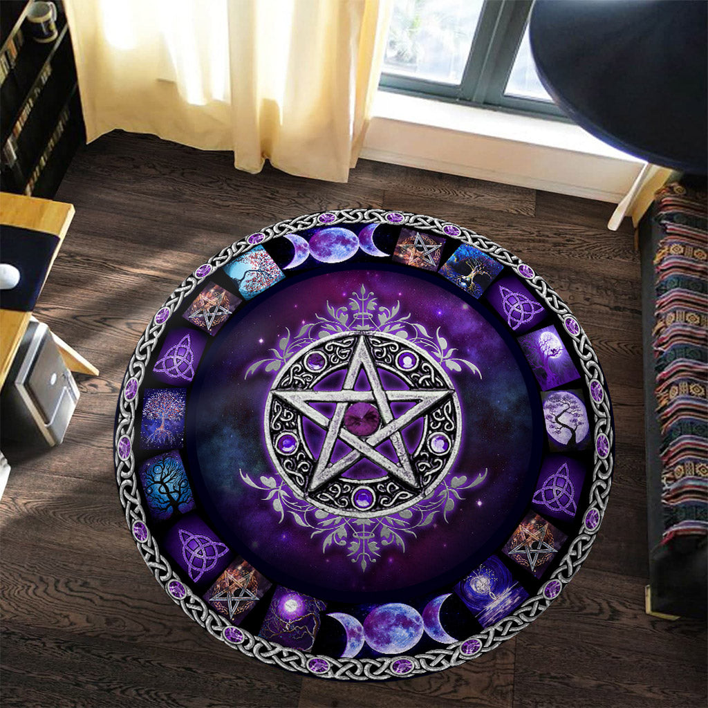 Witch Vibe Purple Pentacle - Witch Round Rug