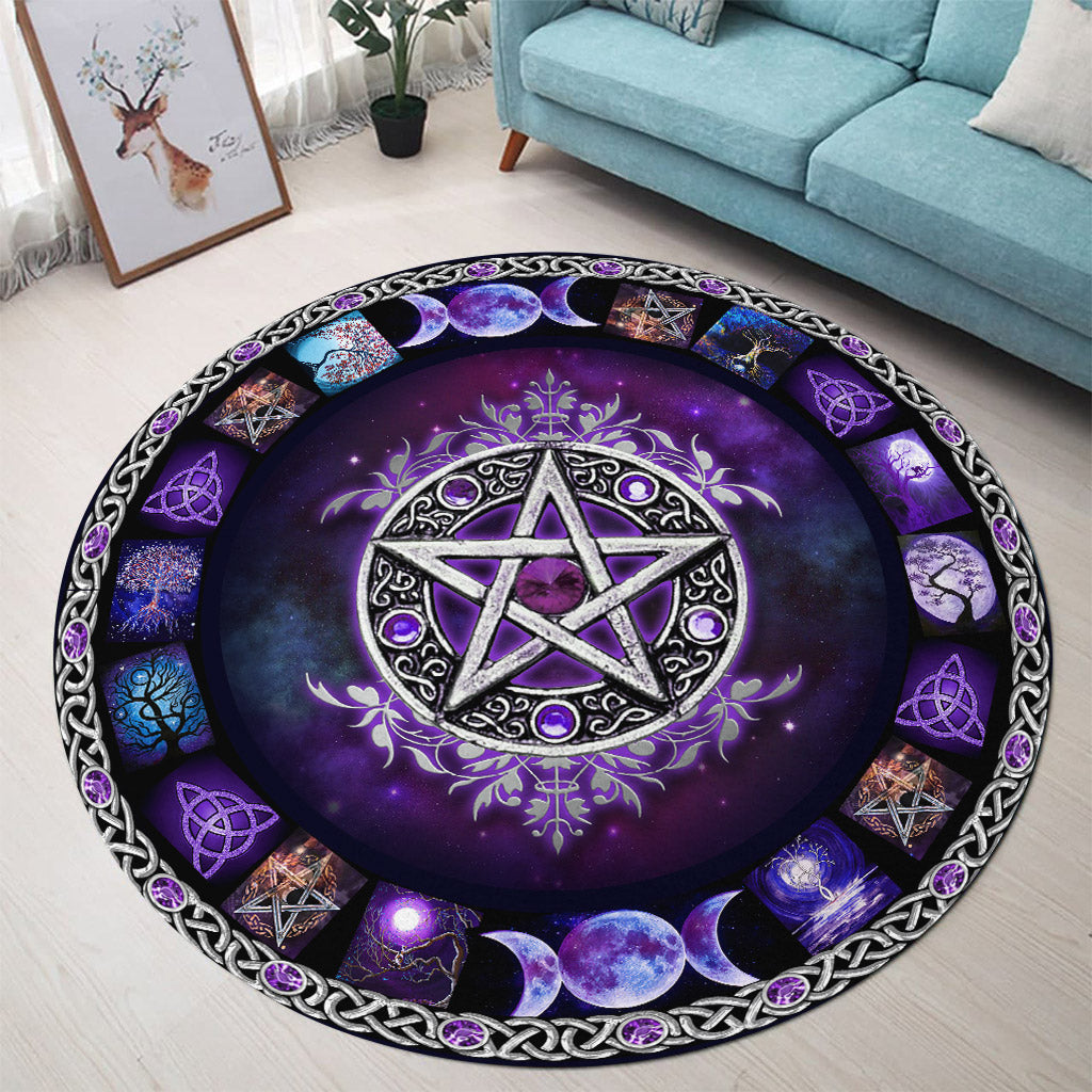 Witch Vibe Purple Pentacle - Witch Round Rug