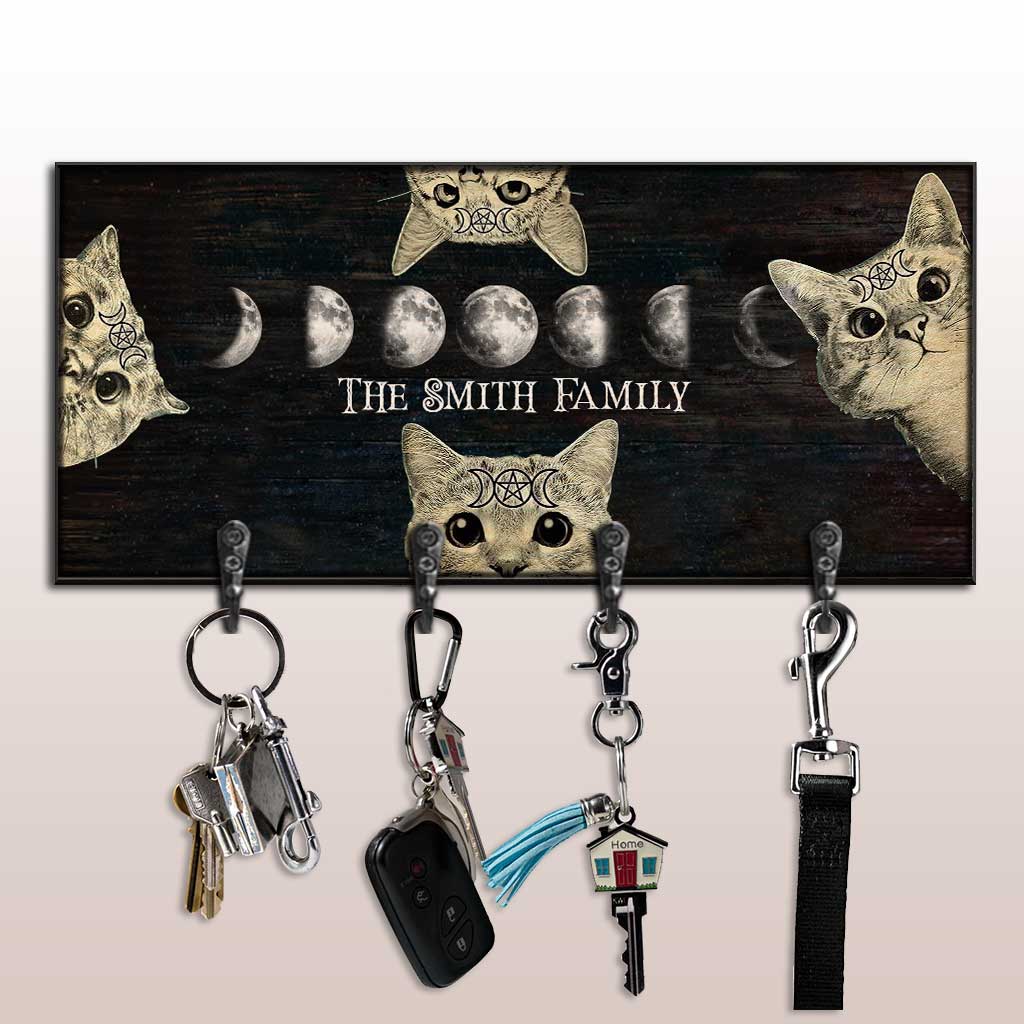 Witchy Vibes Moon Phase Cat - Personalized Witch Key Rack