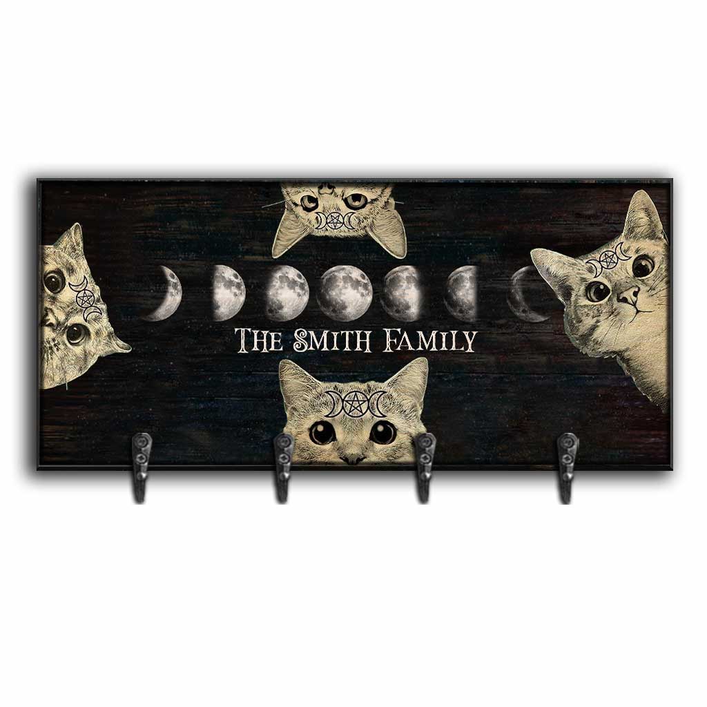 Witchy Vibes Moon Phase Cat - Personalized Witch Key Rack