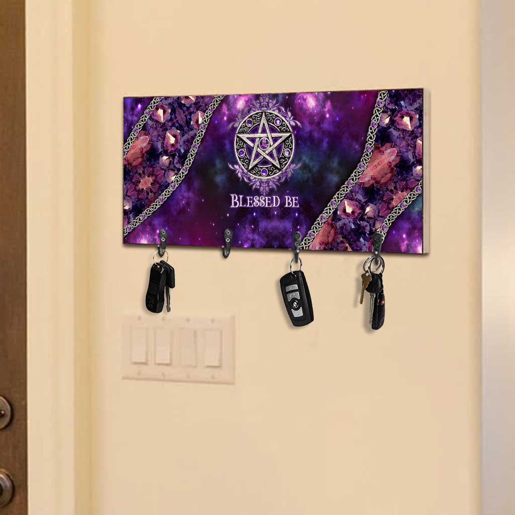 Blessed Be Purple Pentacle - Personalized Witch Key Rack