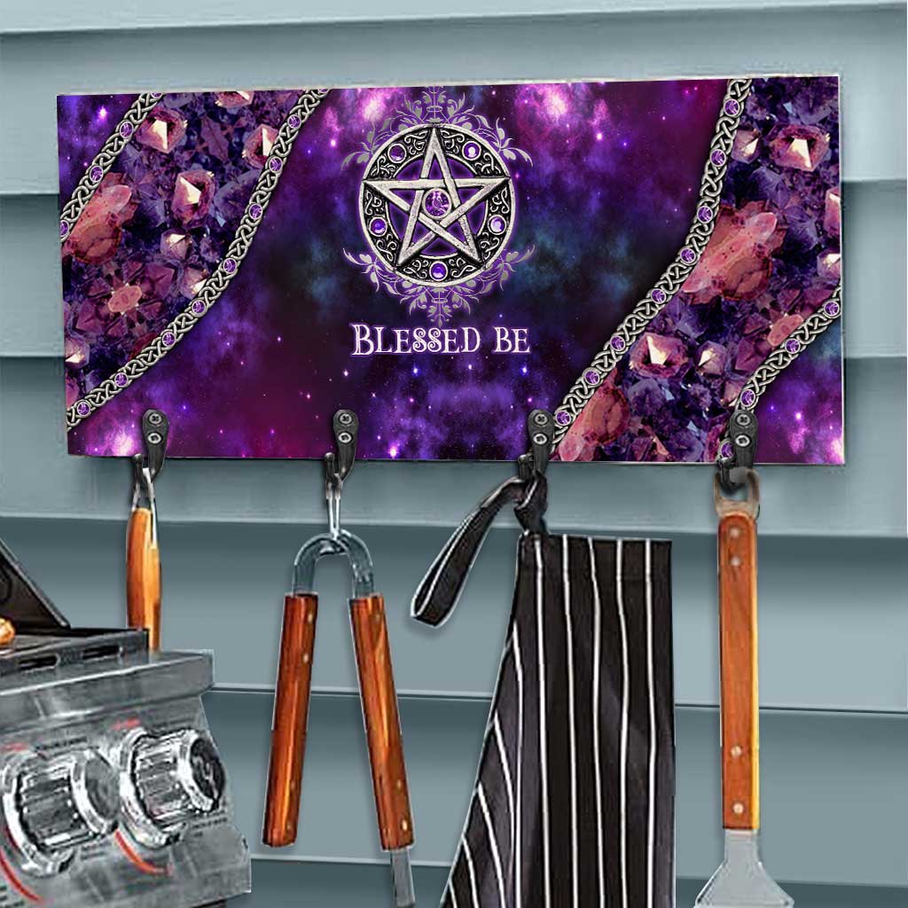 Blessed Be Purple Pentacle - Personalized Witch Key Rack