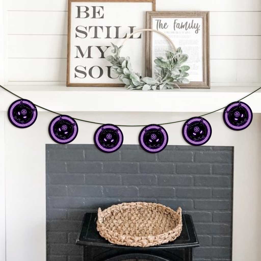 Witchy Vibes Black Cats - Halloween Witch 6 Pieces Garland