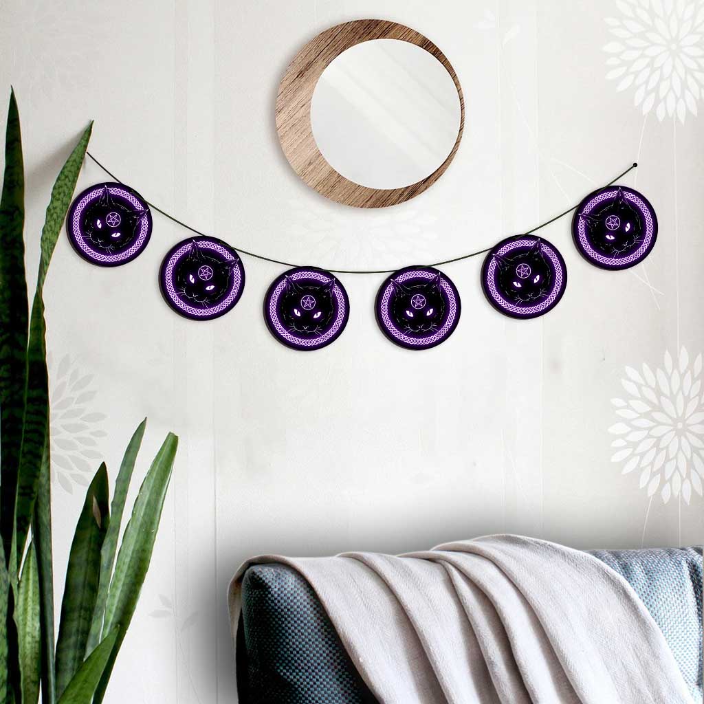 Witchy Vibes Black Cats - Halloween Witch 6 Pieces Garland