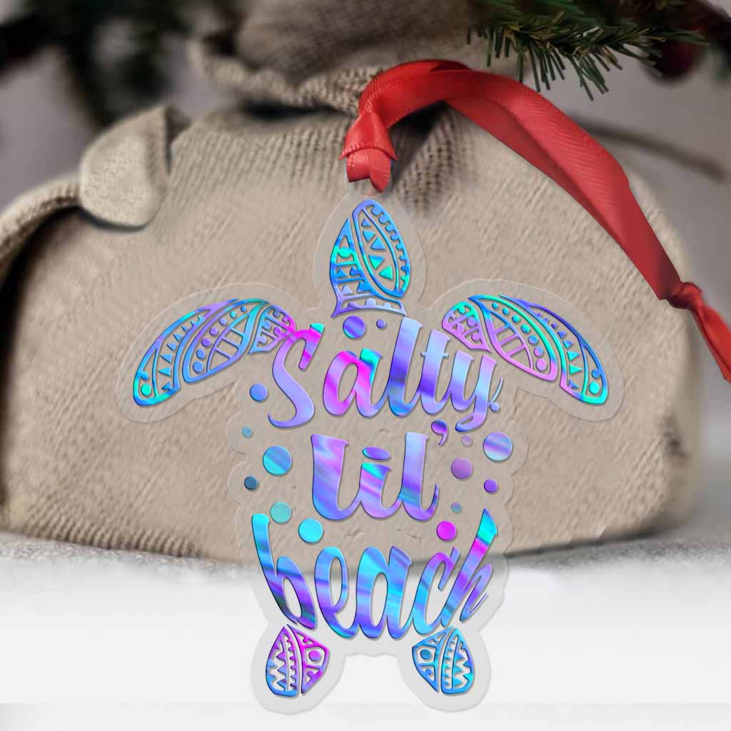 Salty Lil Beach - Christmas Turtle Transparent Ornament