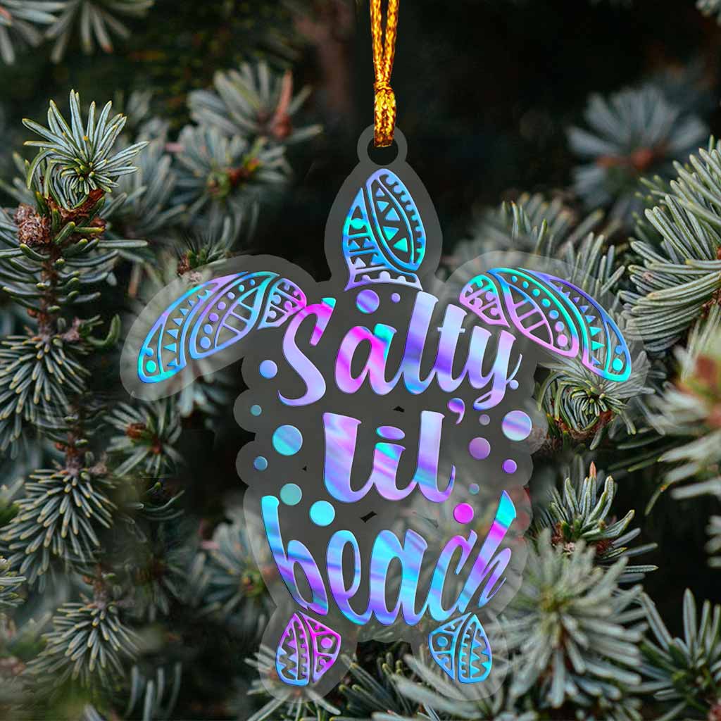 Salty Lil Beach - Christmas Turtle Transparent Ornament