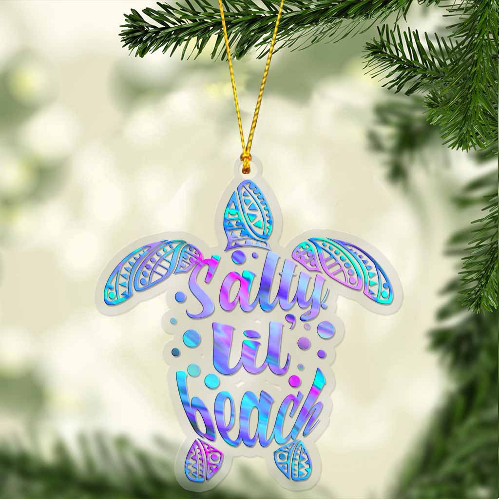 Salty Lil Beach - Christmas Turtle Transparent Ornament