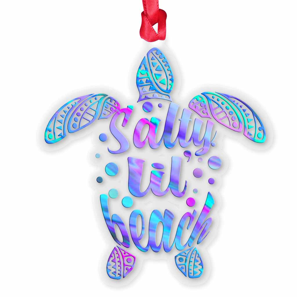 Salty Lil Beach - Christmas Turtle Transparent Ornament