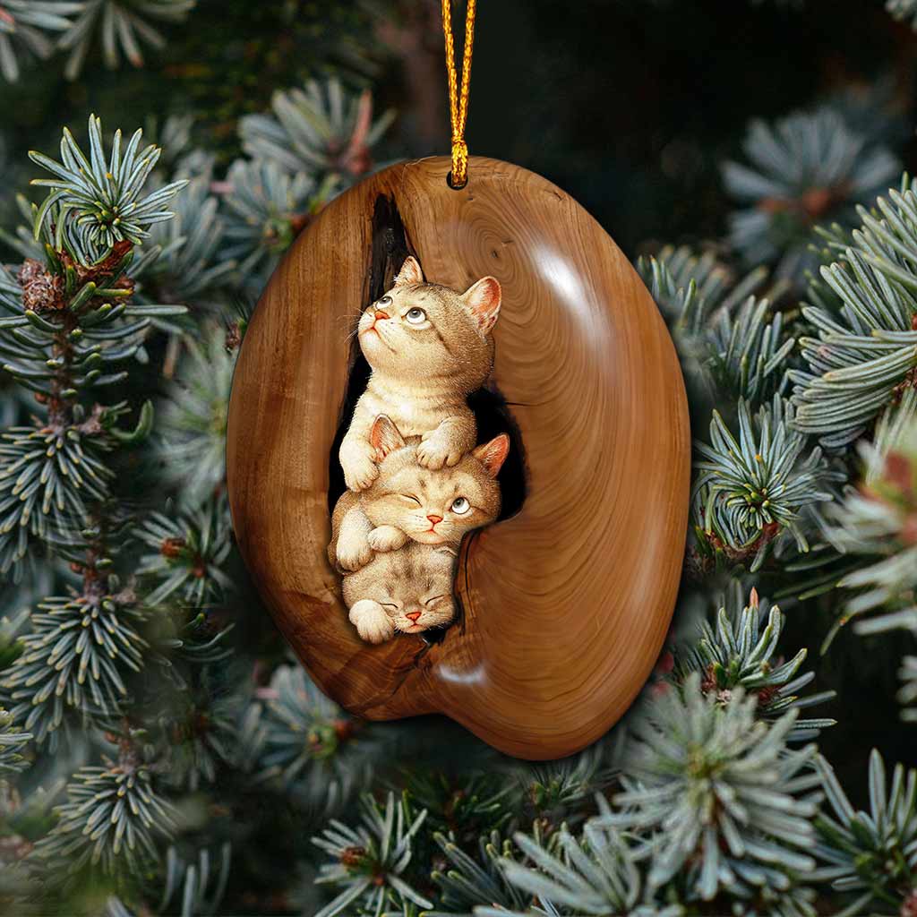 Cute Cats - Christmas Cat Ornament (Printed On Both Sides)