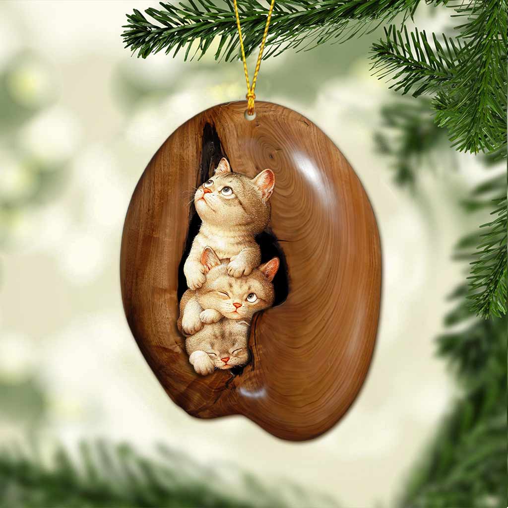 Cute Cats - Christmas Cat Ornament (Printed On Both Sides)