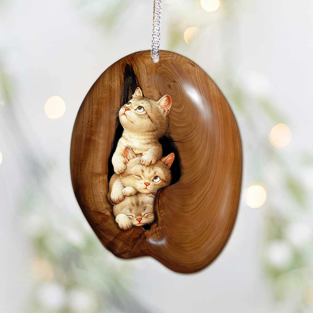 Cute Cats - Christmas Cat Ornament (Printed On Both Sides)