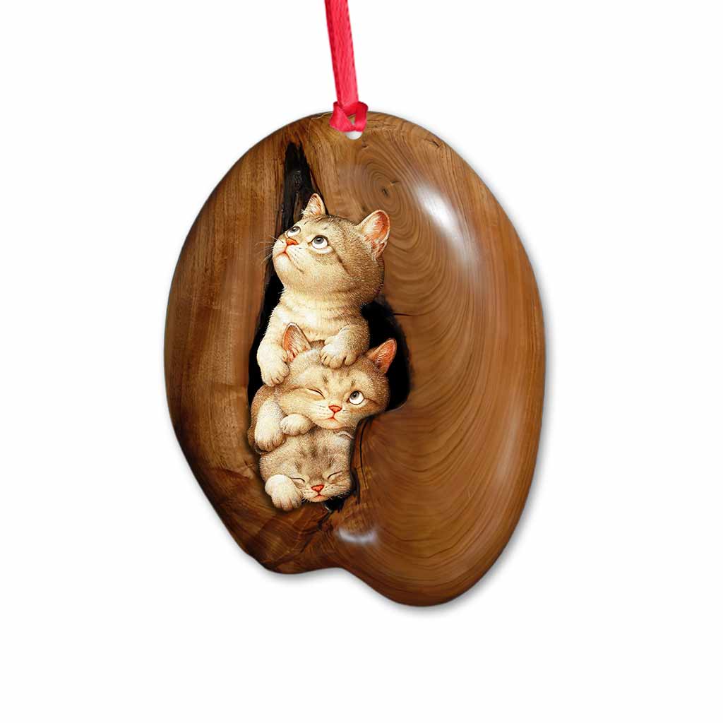 Cute Cats - Christmas Cat Ornament (Printed On Both Sides)