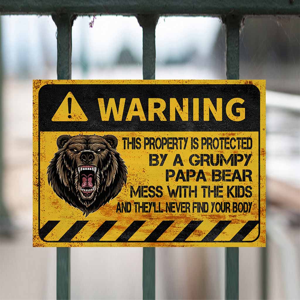 Warning Father's Day - Bear Rectangle Metal Sign