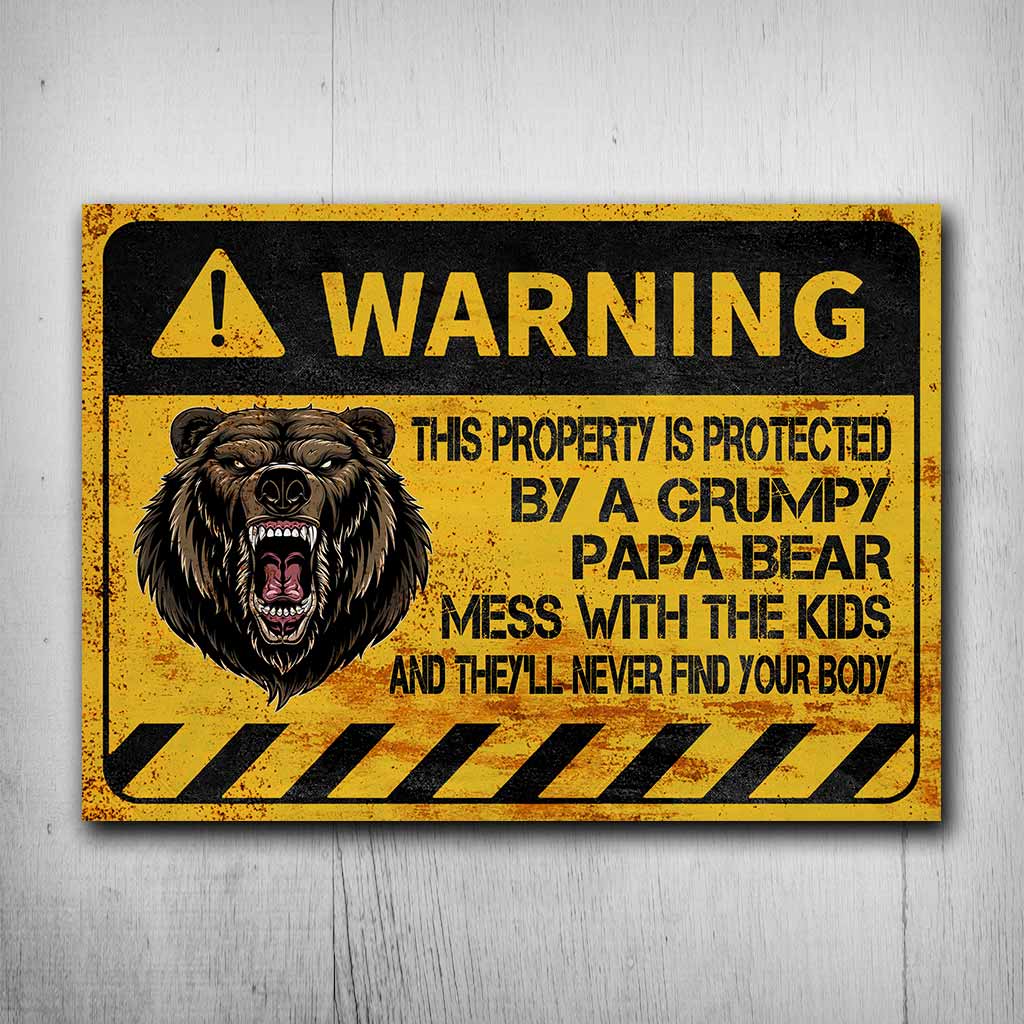 Warning Father's Day - Bear Rectangle Metal Sign