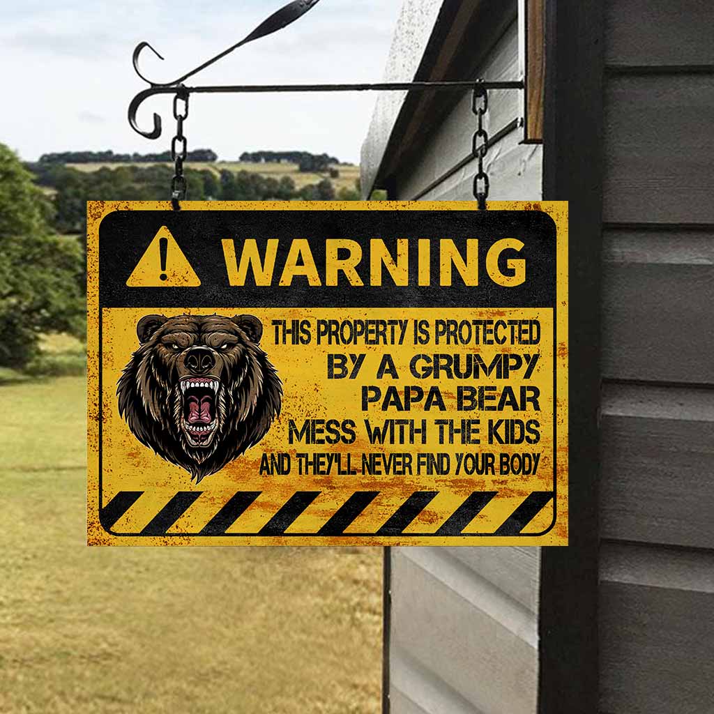 Warning Father's Day - Bear Rectangle Metal Sign