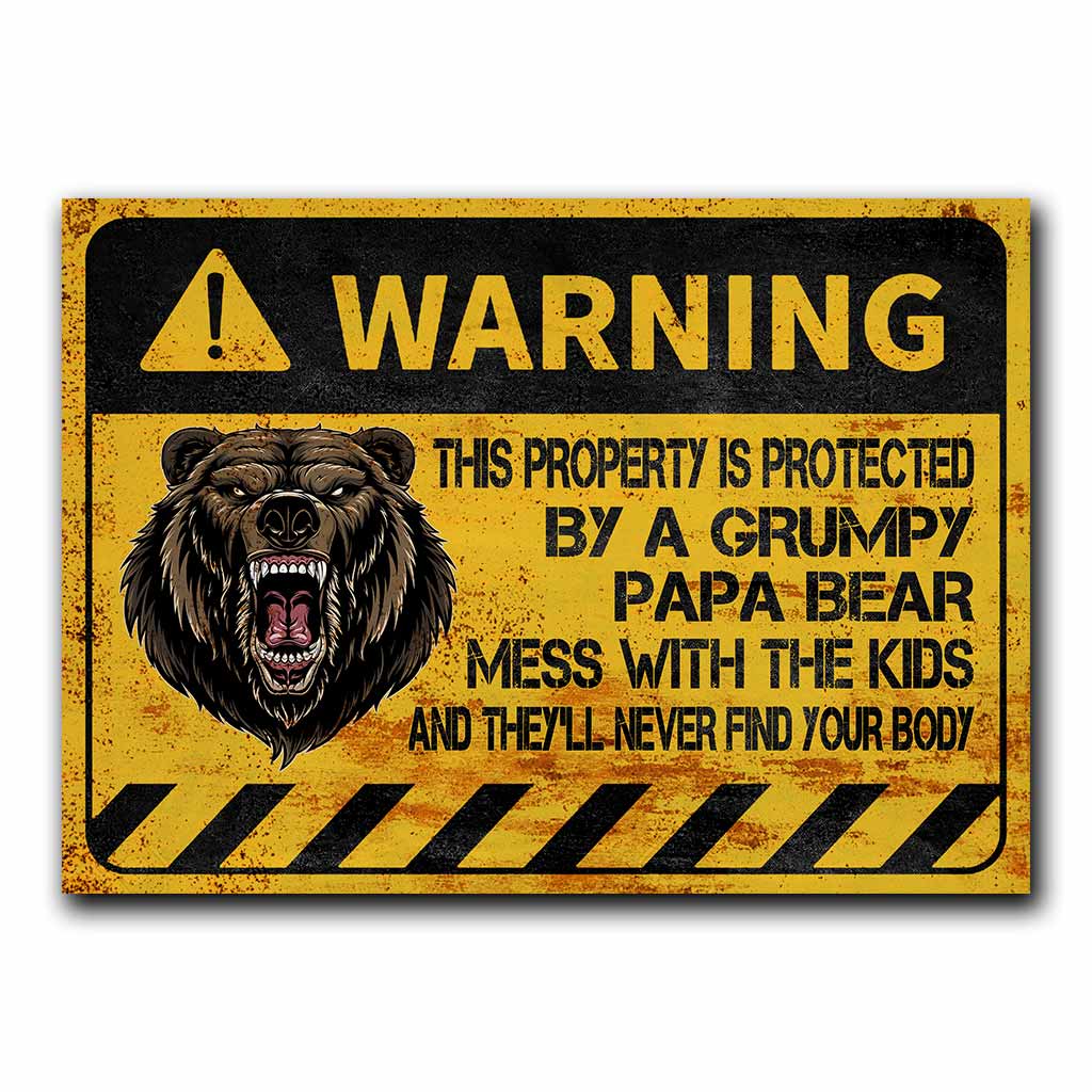 Warning Father's Day - Bear Rectangle Metal Sign