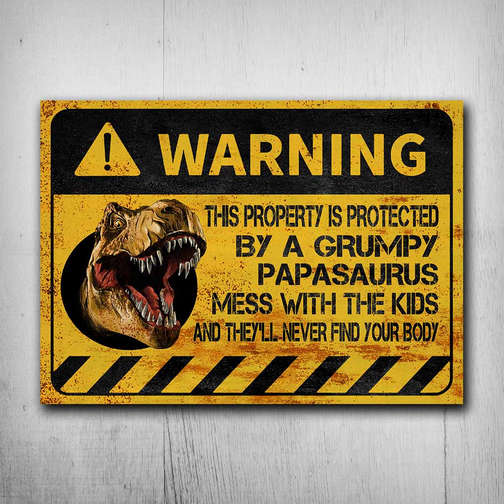 Warning Father's Day - Dinosaur Rectangle Metal Sign
