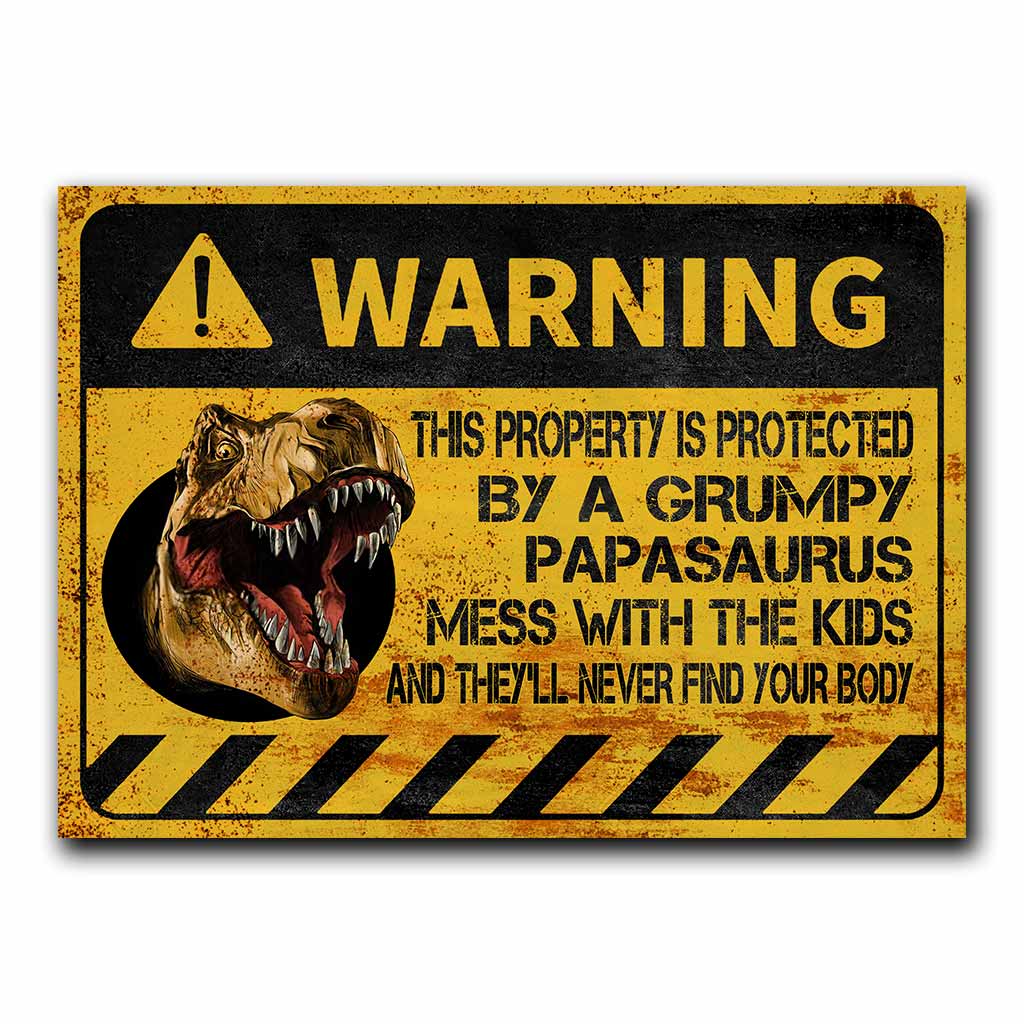 Warning Father's Day - Dinosaur Rectangle Metal Sign