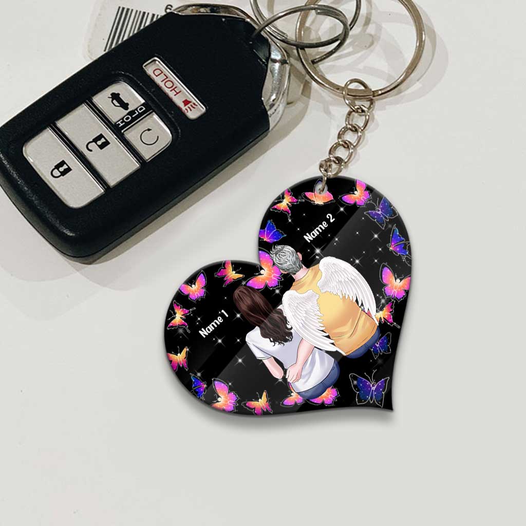 I Will Carry You With Me - Personalized Father's Day Memorial Keychain (Printed On Both Sides)
