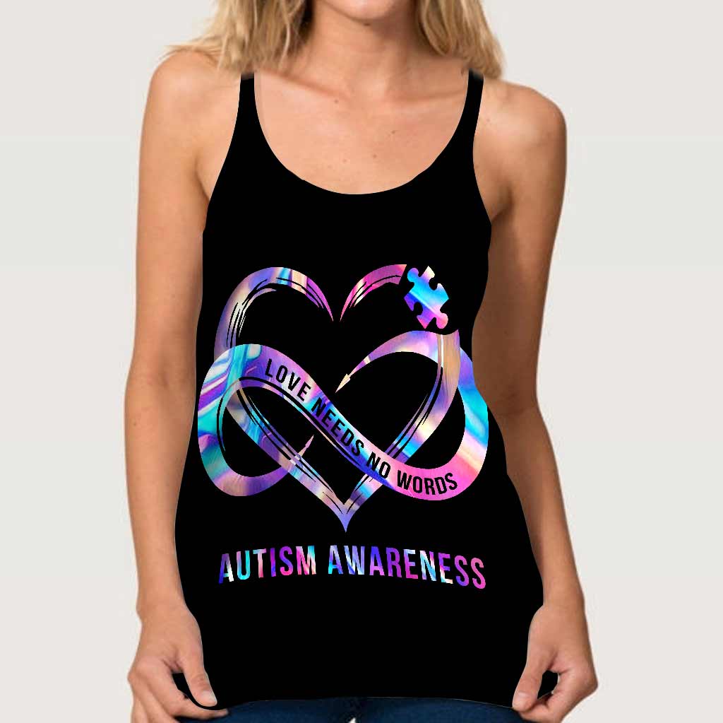 Love Needs No Words - Autism Awareness Cross Tank Top