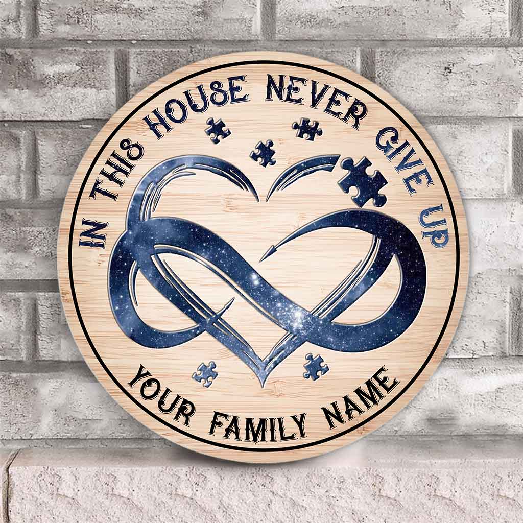 In This House - Autism Awareness Personalized Round Wood Sign