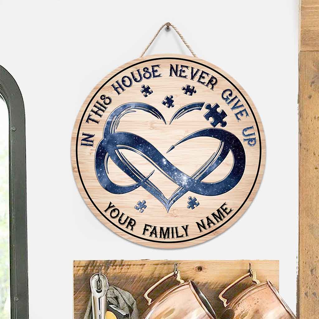 In This House - Autism Awareness Personalized Round Wood Sign