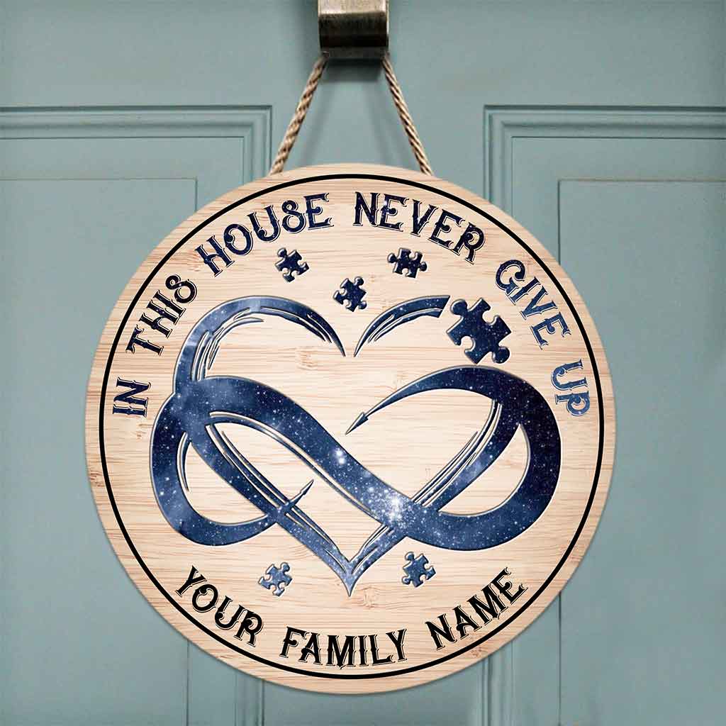 In This House - Autism Awareness Personalized Round Wood Sign
