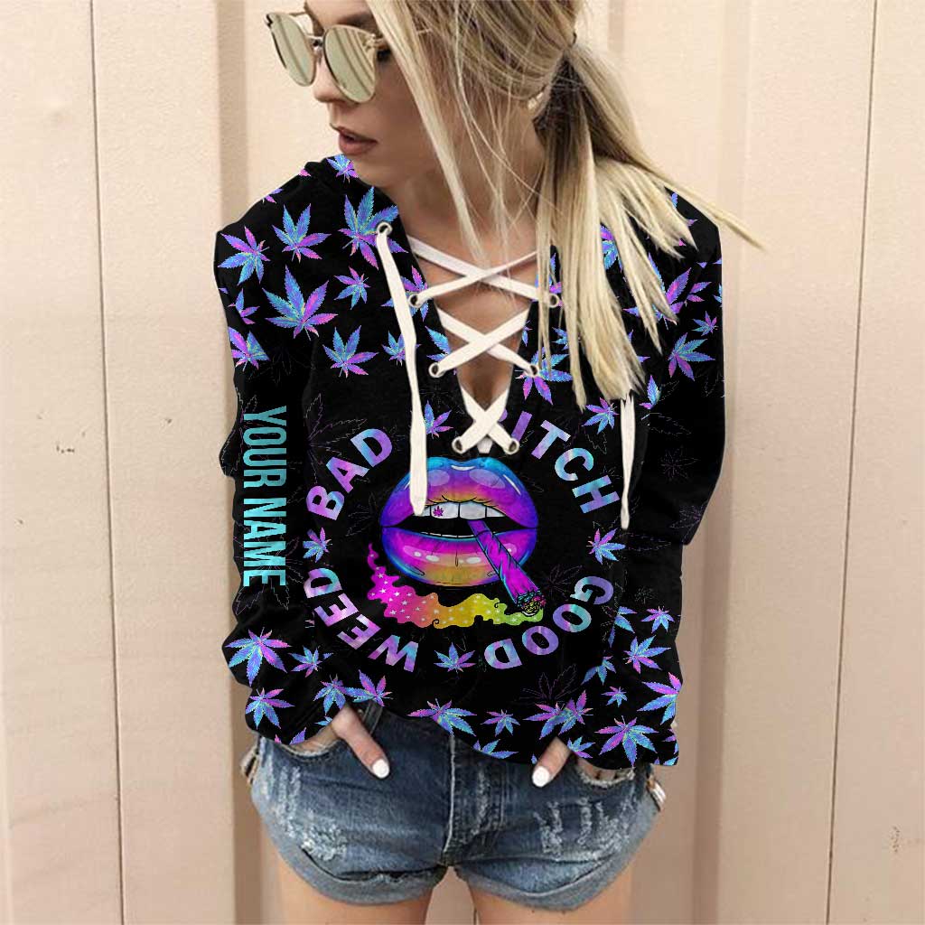 Bad Bitch Good Weed - Personalized Weed Off Shoulder Long Sleeve Dress