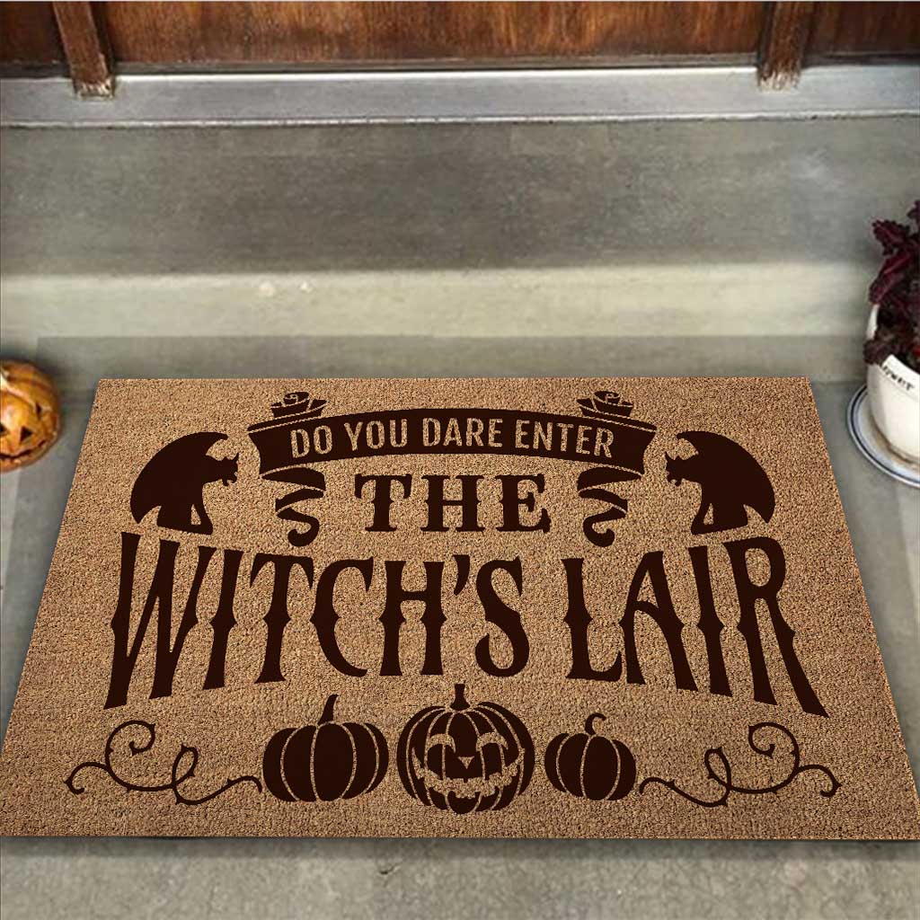 Do You Dare Enter The Witch's Lair Coir Pattern Print Doormat