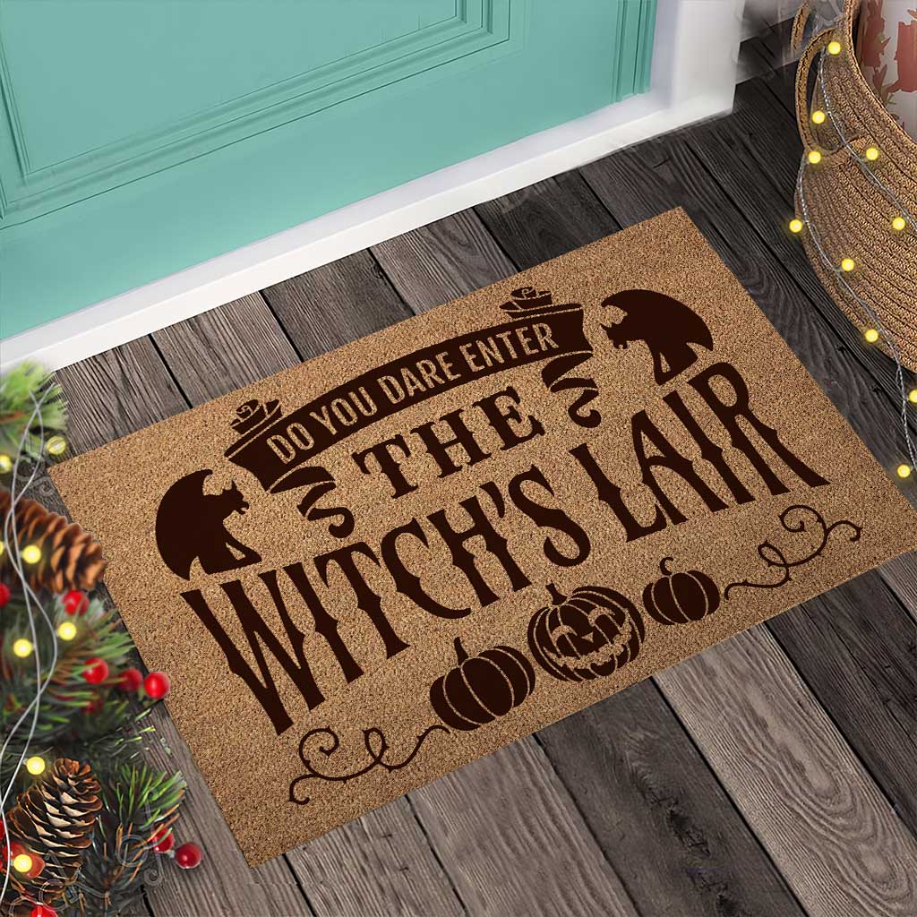 Do You Dare Enter The Witch's Lair Coir Pattern Print Doormat