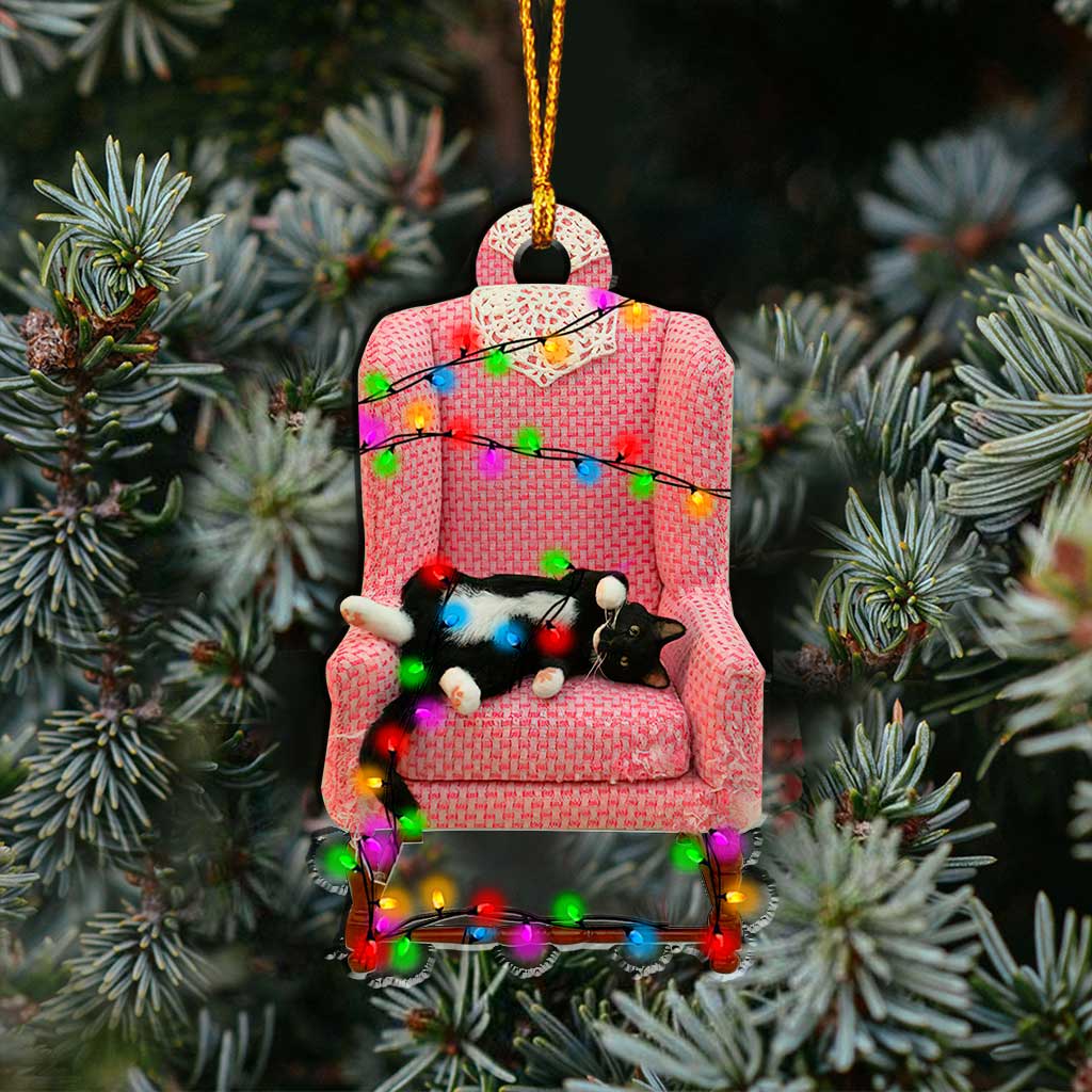 Sleepy Kitty Purr Purr Purr - Christmas Cat Ornament (Printed On Both Sides)