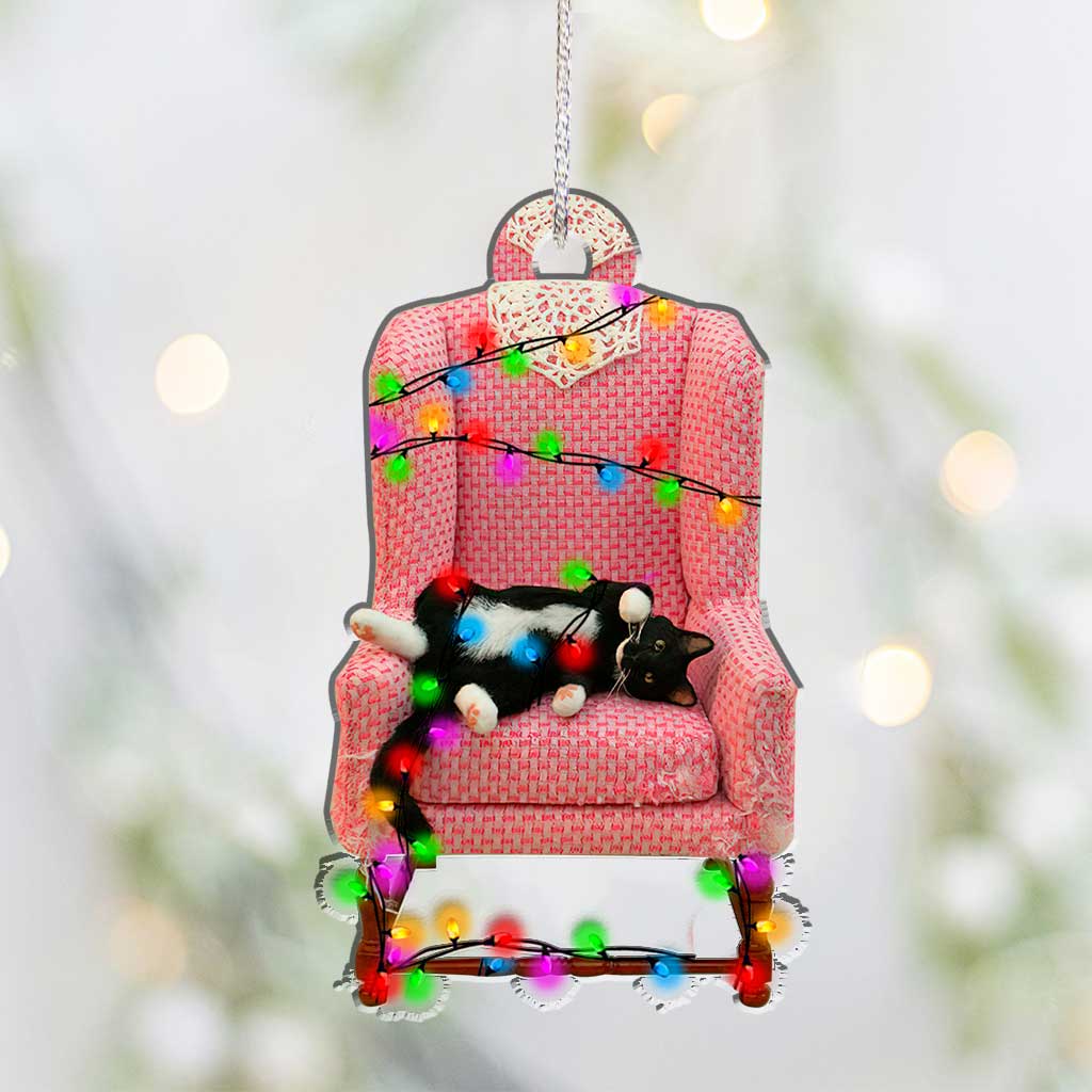 Sleepy Kitty Purr Purr Purr - Christmas Cat Ornament (Printed On Both Sides)