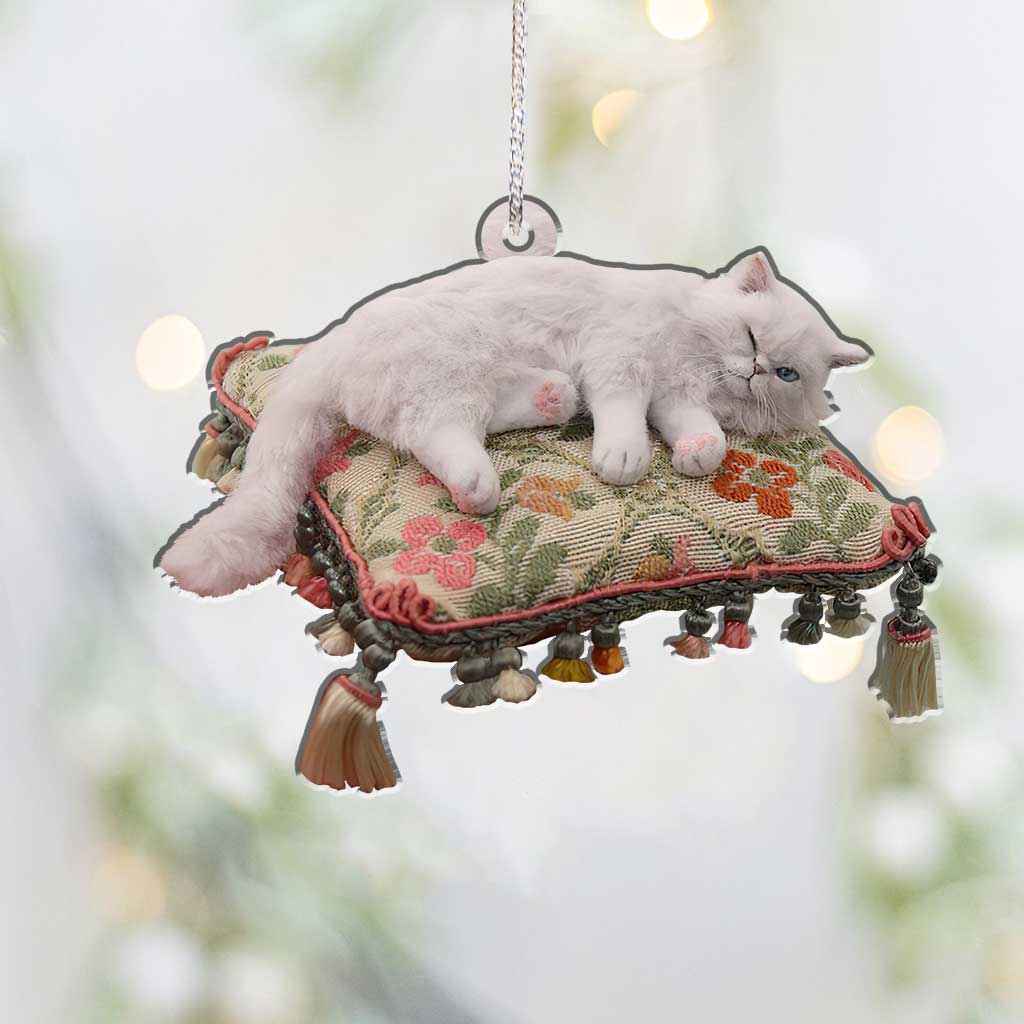 Happy Kitty - Christmas Cat Ornament (Printed On Both Sides)