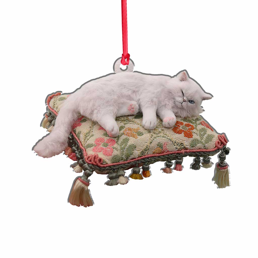 Happy Kitty - Christmas Cat Ornament (Printed On Both Sides)