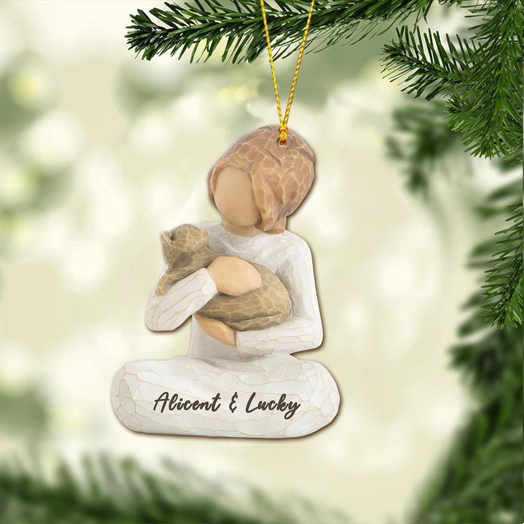 Best Cat Mom Ever - Personalized Christmas Cat Ornament With 3D Pattern Print (Printed On Both Sides)