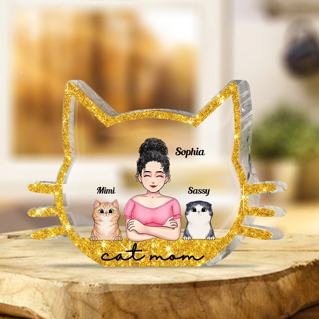 Cat Mom - Personalized Mother's Day Cat Custom Shaped Acrylic Plaque