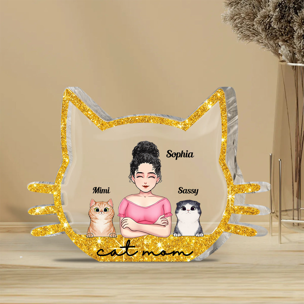 Cat Mom - Personalized Mother's Day Cat Custom Shaped Acrylic Plaque