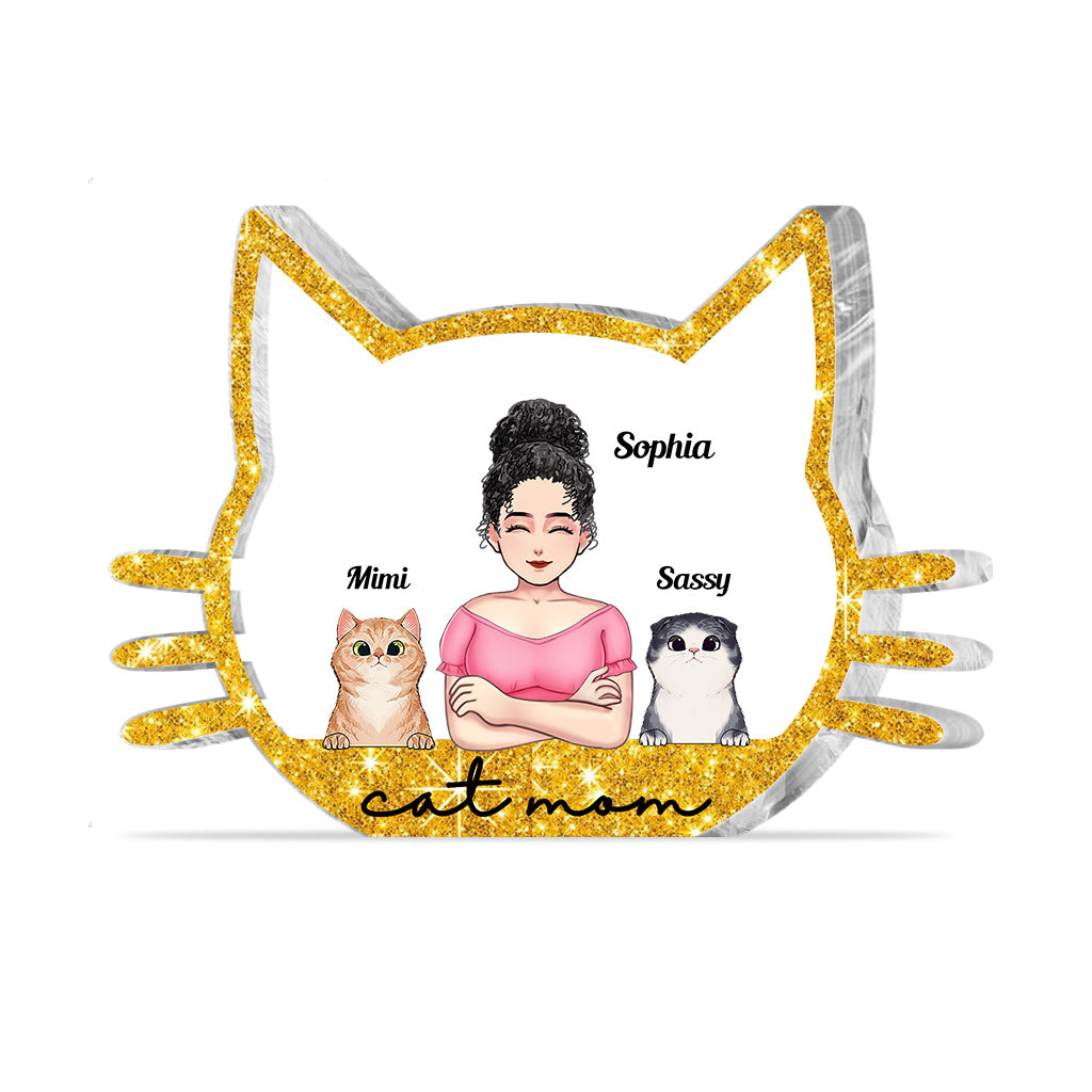 Cat Mom - Personalized Mother's Day Cat Custom Shaped Acrylic Plaque