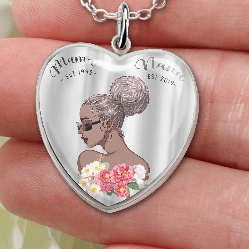 Mama Nana Necklace - Personalized Mother's Day Grandma Heart Pendant Necklace