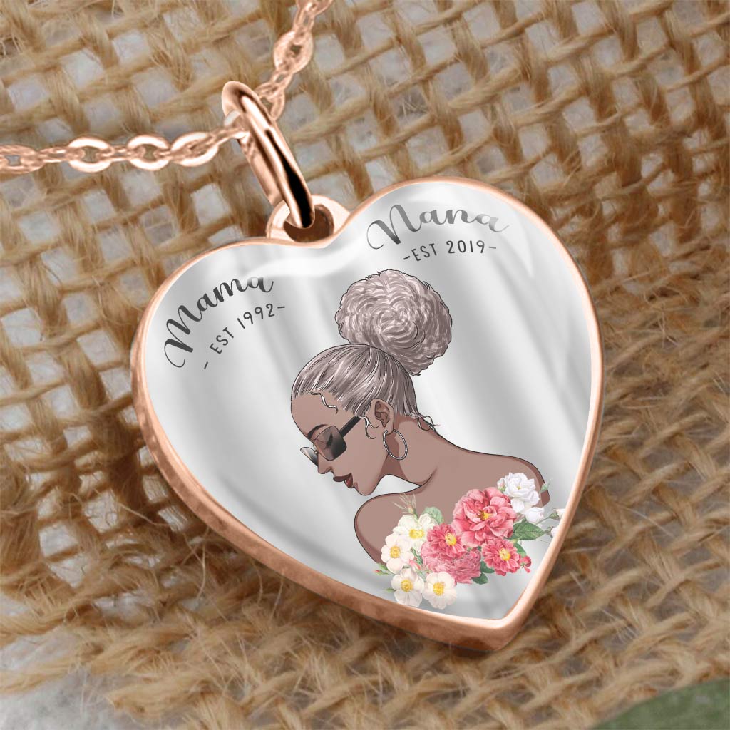 Mama Nana Necklace - Personalized Mother's Day Grandma Heart Pendant Necklace